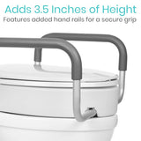 Vive Toilet Seat Risers for Seniors (Raised with Handles) Grab Bar Seat for Seniors – Options for Elongated & Standard Bowls – Elderly Handicap Medical Hip Replacement Surgery Lift, Easy Clean, White