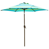 Abba Patio 9-Feet Patio Umbrella Outdoor Market Table Umbrella with Push Button Tilt and Crank, Turquoise Striped
